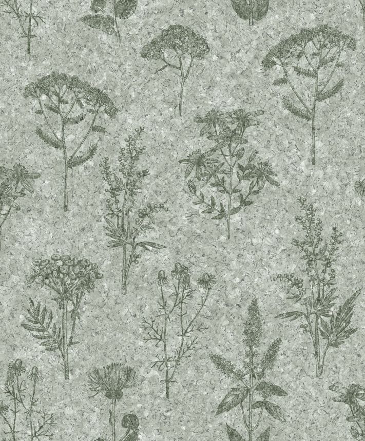 Tapete in grüner Korkoptik mit Blumenmotiv, M78304, Brut, Ugépa