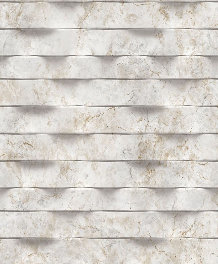 Vliestapete, grau-beige, 3D Marmorverkleidung, M79997D, Brut, Ugépa