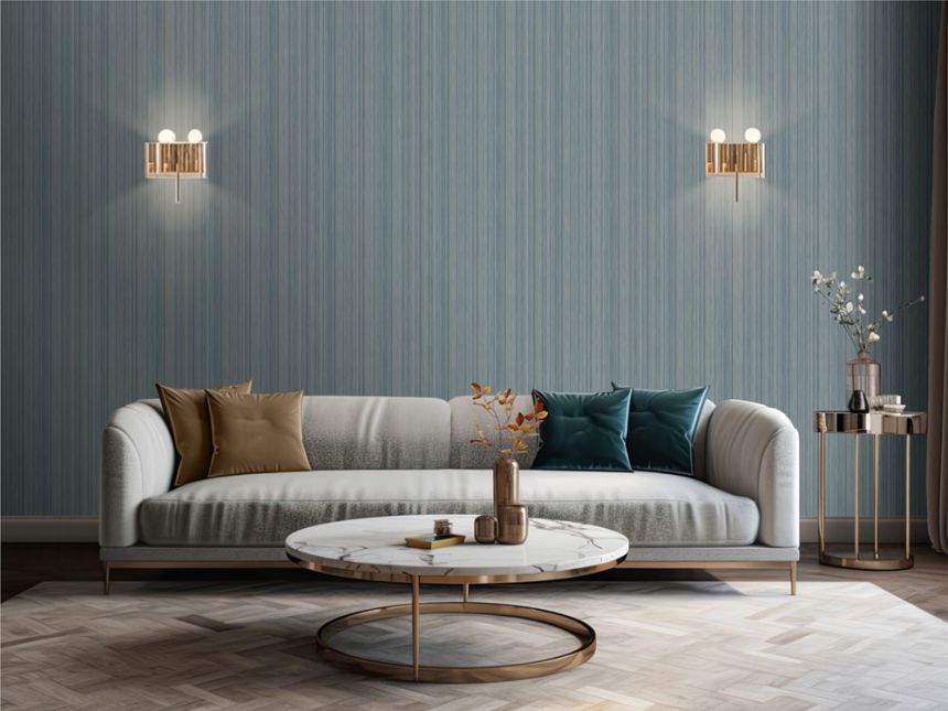 Luxustapete, blau-grau, Stoffimitat, M66591D, Venezia, Ugépa