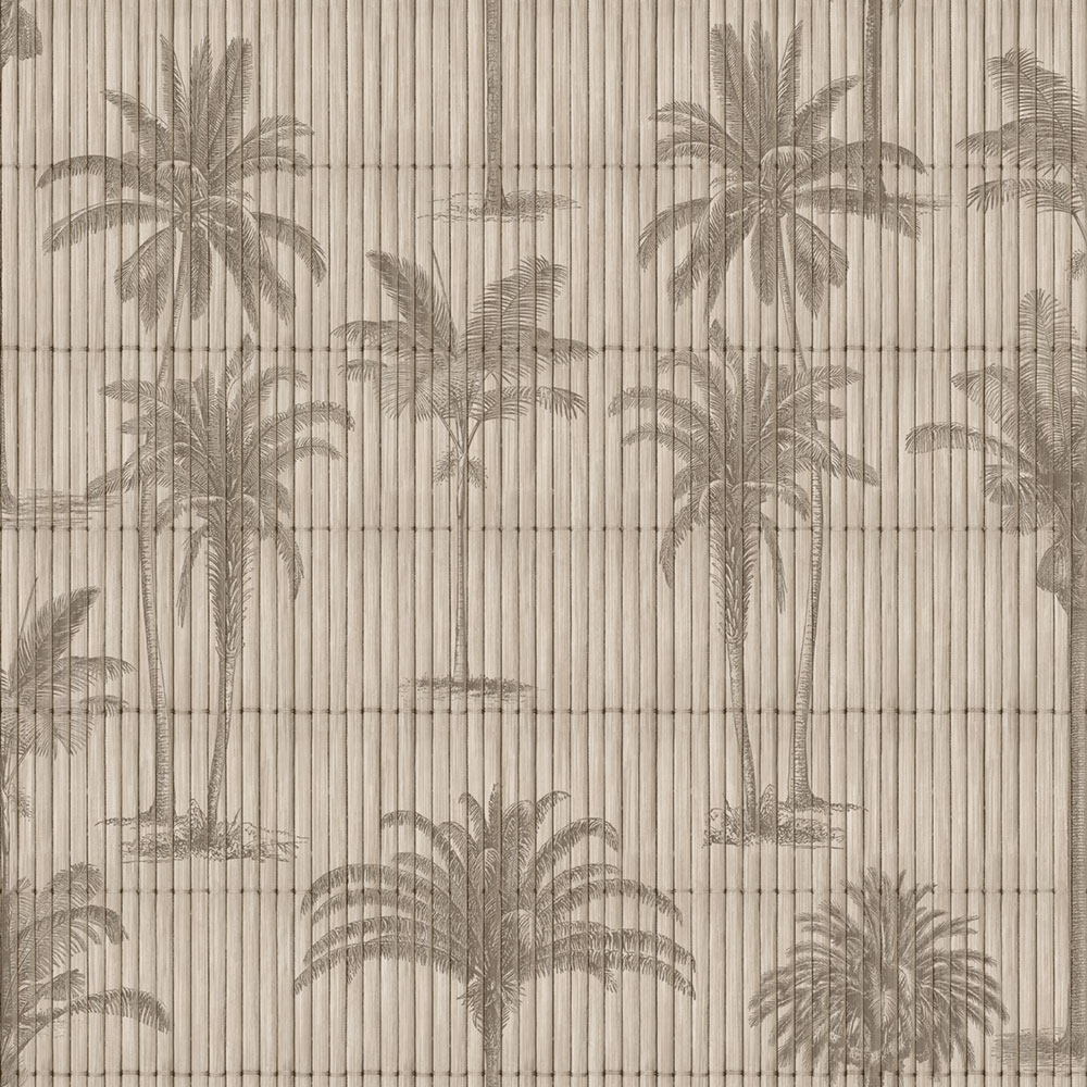 Tapete mit Palmenmotiv in graubeige, M68707, Nomade, Ugépa