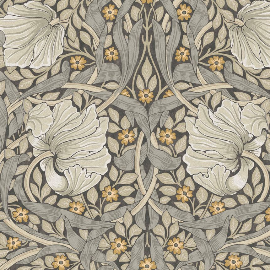 Vliestapete, grau, Blumen, 124240, William Morris At Home