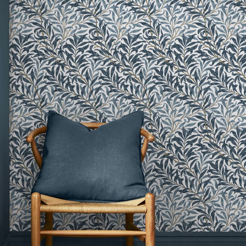 Vliestapete, blau, Zweige, 124245, William Morris At Home