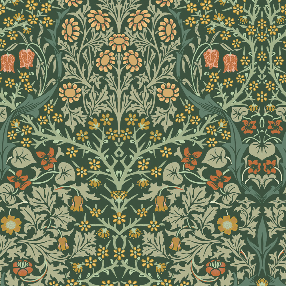 Vliestapete, grün, Blumen, Blätter, 124252, William Morris At Home