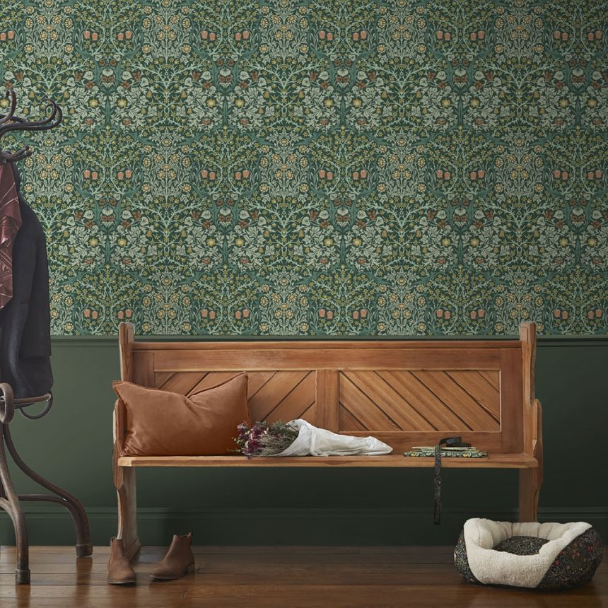 Vliestapete, grün, Blumen, Blätter, 124252, William Morris At Home