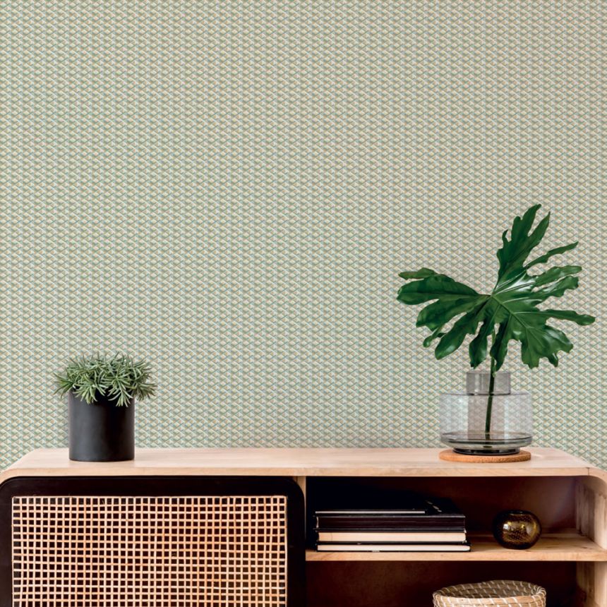 Luxuriöse geometrische Vliestapete, rosa-grün, Z15503, Mini Trend, Zambaiti Parati