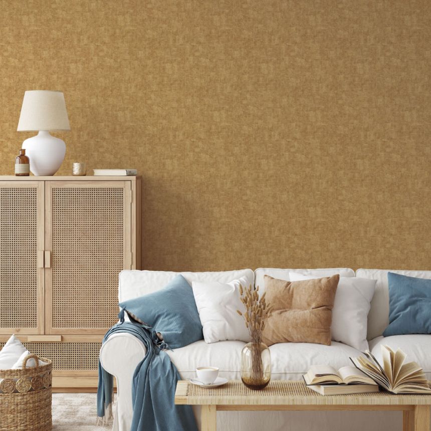 Luxus Vliestapete, ockerfarben, Stoffimitat, Z15527, Mini Trend, Zambaiti Parati