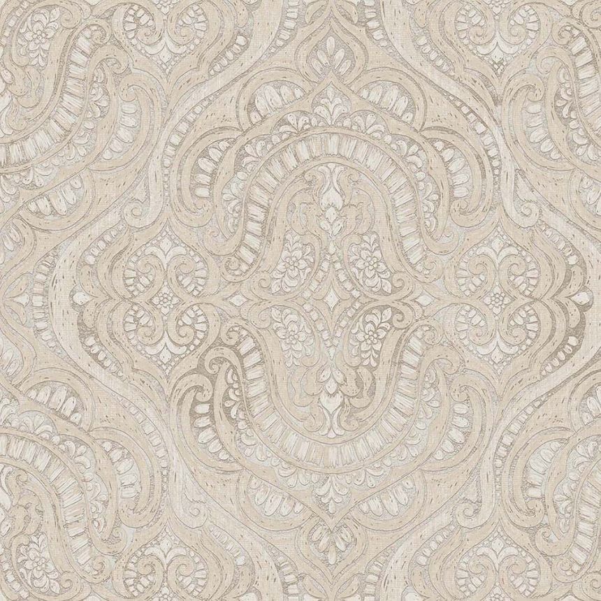 Luxuriöse Vliestapete, grau-beige, Barock, 42212, Aura, Cristiana Masi by Parato