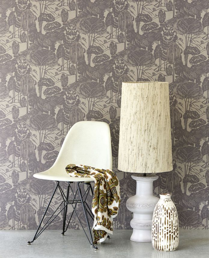 Vliestapete, braun-beige, Blätter, Bäume, 340541, Groovy, Eijffinger
