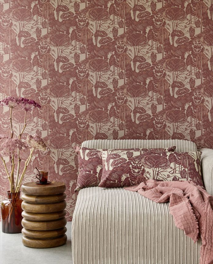 Vliestapete, braun-rot, Blätter, Bäume, 340544, Groovy, Eijffinger