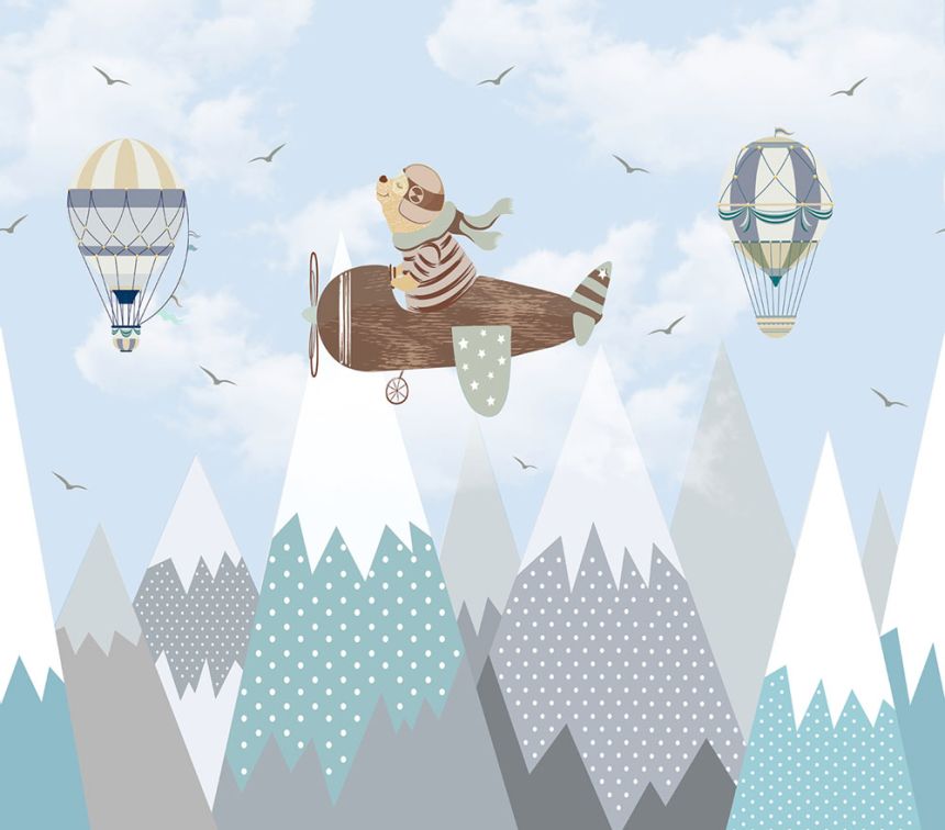 Kinderfototapete, Flugzeug, Berge, CW6001-1, Cute Walls, Decoprint