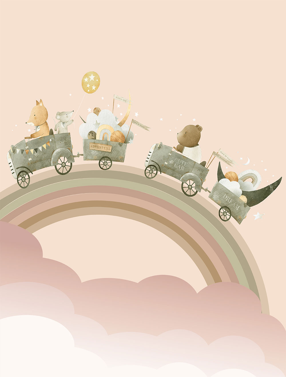 Kinderfototapete, Tiere, Regenbogen, CW6002-2, Cute Walls, Decoprint