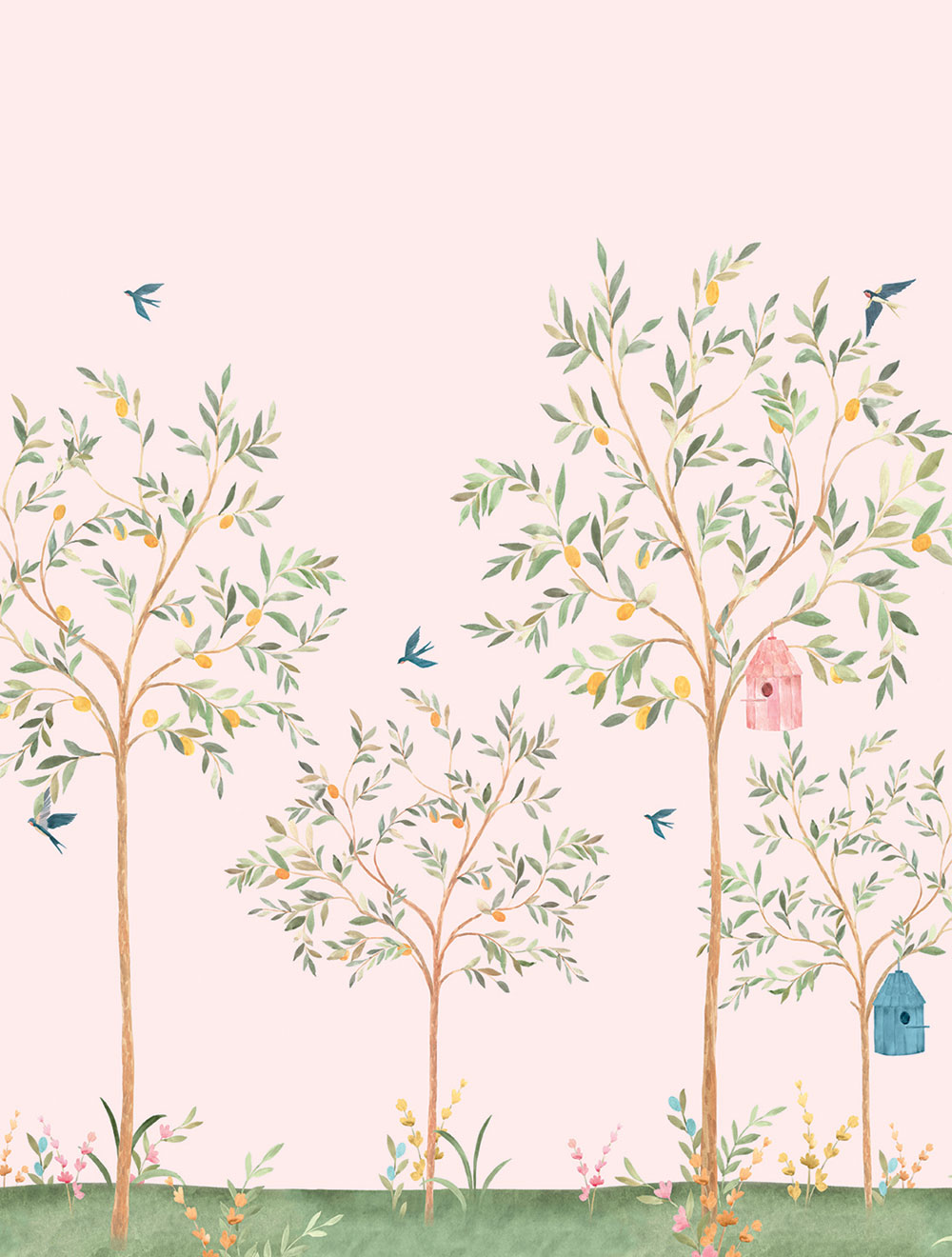 Kinderfototapete, rosa, Bäume, CW6121-1, Cute Walls, Decoprint