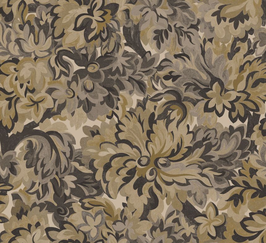 Vliestapete, braun-grau, Blumen, RHA002, Rhapsody, Masureel