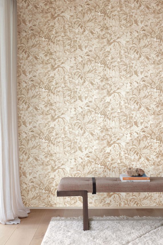 Vliestapete, braun-grau, Blumen, RHA002, Rhapsody, Masureel