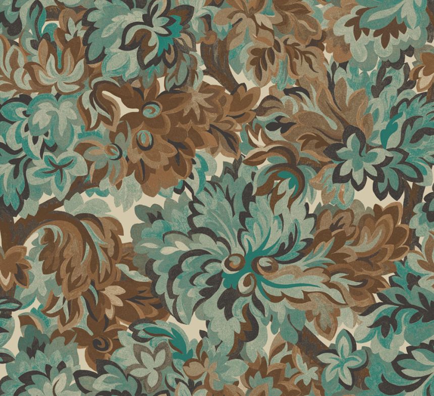 Vliestapete, braun-grün, Blumen, RHA003, Rhapsody, Masureel