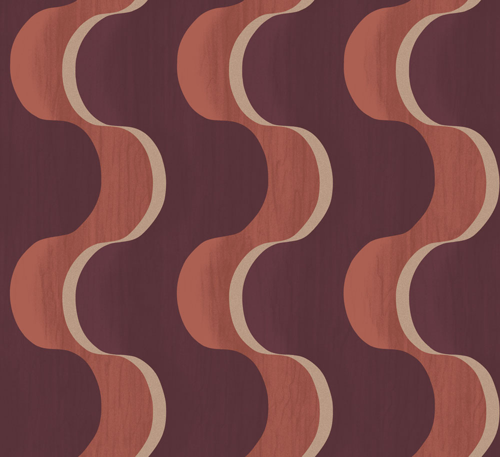 Vliestapete, burgund-braun, 3D-Wellen, RHA104, Rhapsody, Masureel