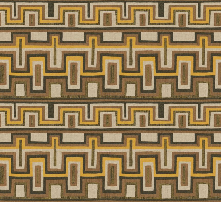 Geometrische Vliestapete, braun, Ethno, AMA002, Amani, Masureel