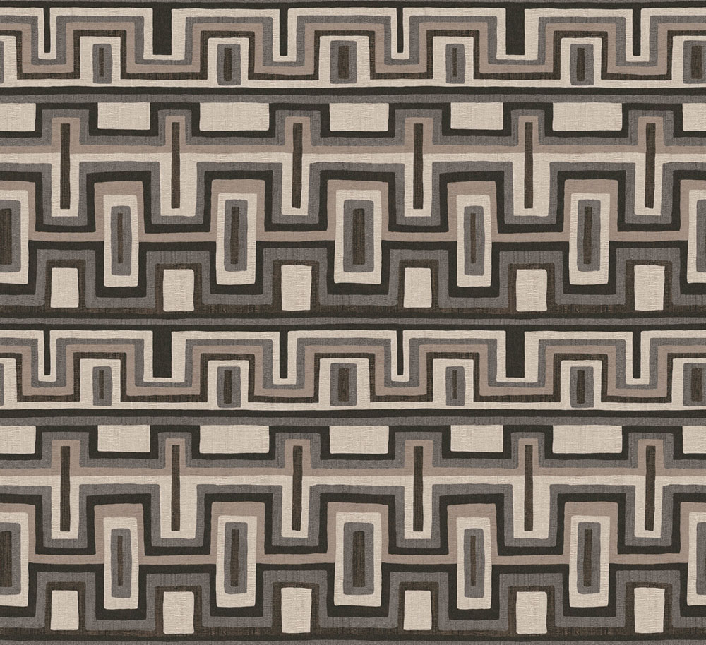 Geometrische Vliestapete, schwarz-grau, Ethno, AMA003, Amani, Masureel