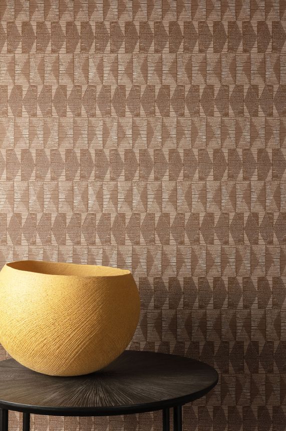 Geometrische Vliestapete, beige, Ethno, AMA201, Amani, Masureel