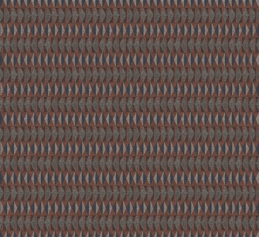 Geometrische Vliestapete, braun-blau, Ethno, AMA205, Amani, Masureel