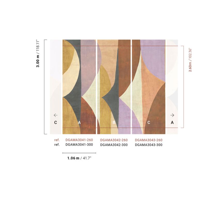 Geometrische Vlies-Fototapete, braun-Lila, DGAMA3041-300, Amani, Masureel