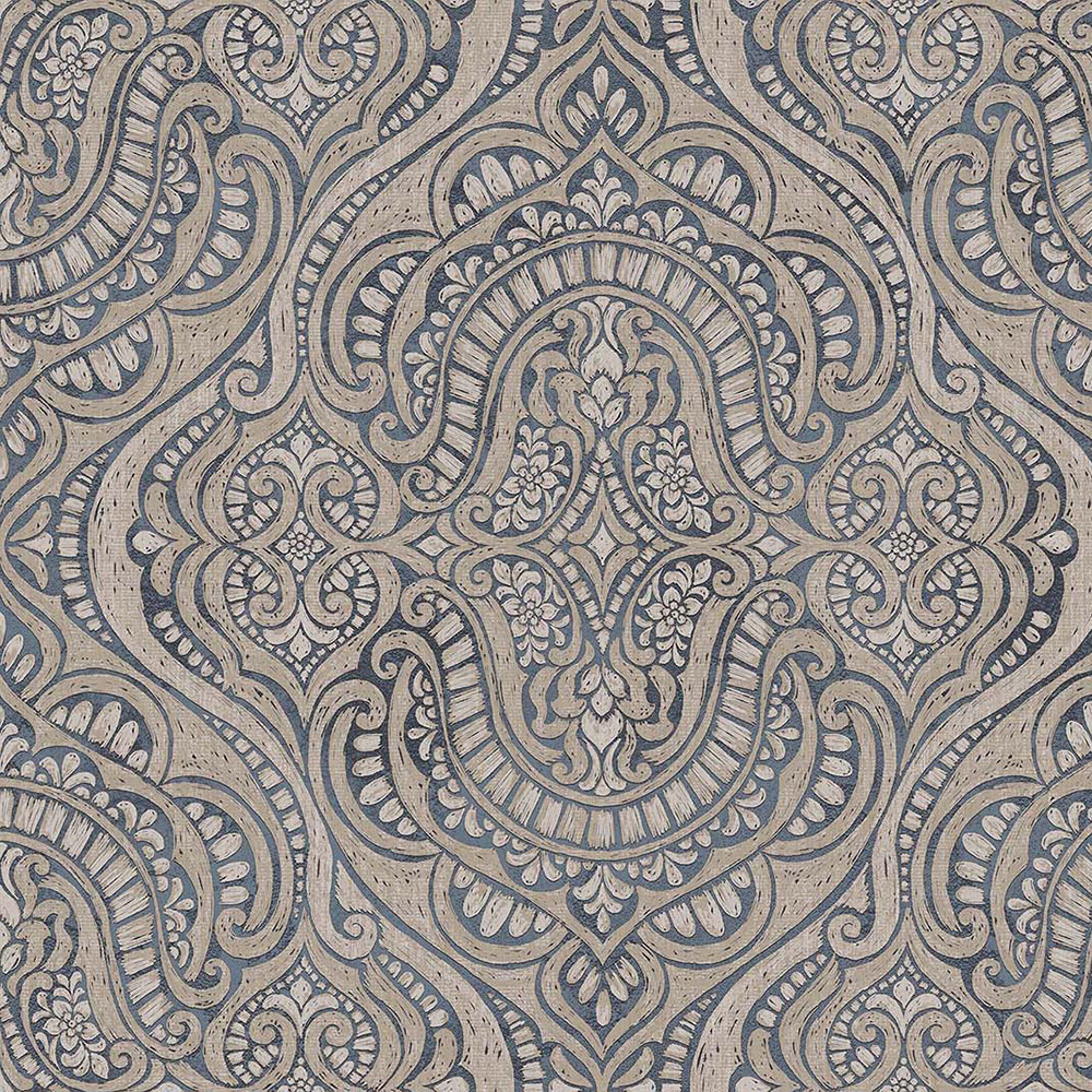 Luxuriöse Vliestapete, blau-beige, Barock, 42216, Aura, Cristiana Masi by Parato