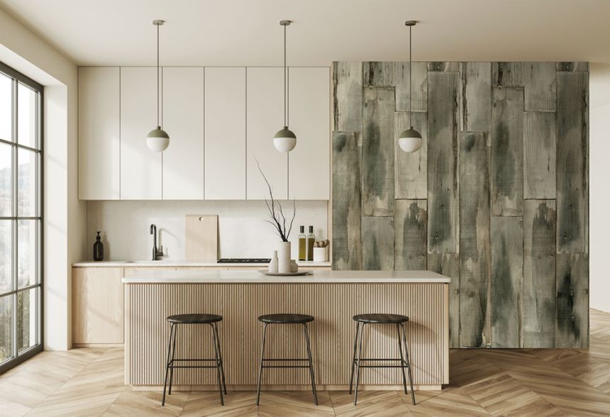 Bildtapete in grün-brauner Holzoptik, FW4051-4, Feature Walls, Decoprint