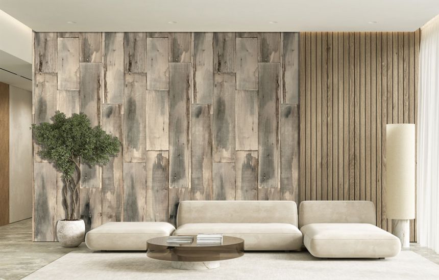 Bildtapete in grau-beiger Holzoptik, FW4051-6, Feature Walls, Decoprint