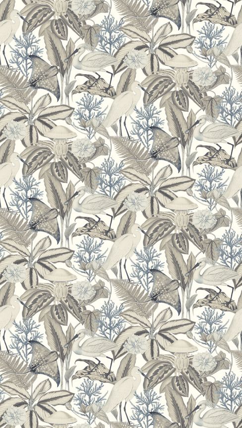 Vlies-Fototapete, grau-beige, Vögel, Blätter, FW4061-4, Feature Walls, Decoprint