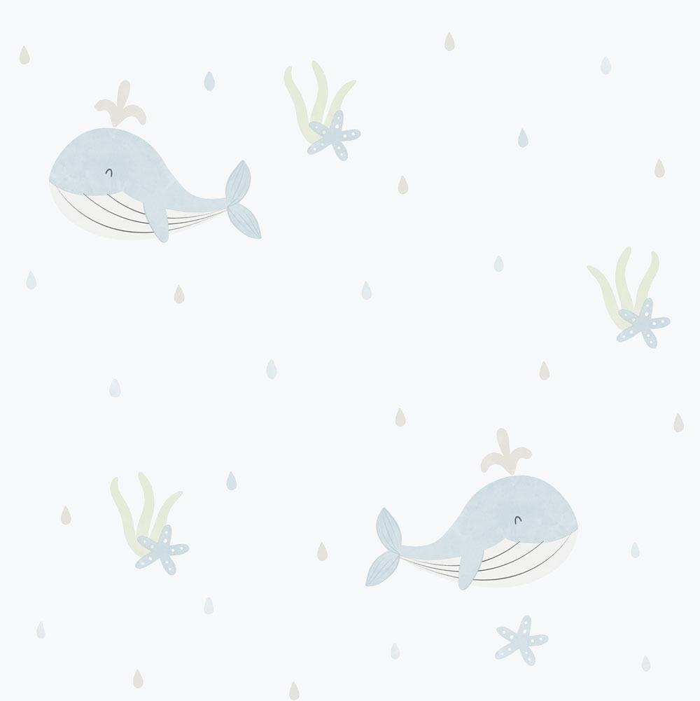Kinder Vliestapete, blau, Wale, 281-2, Enzo,  ICH Wallcoverings