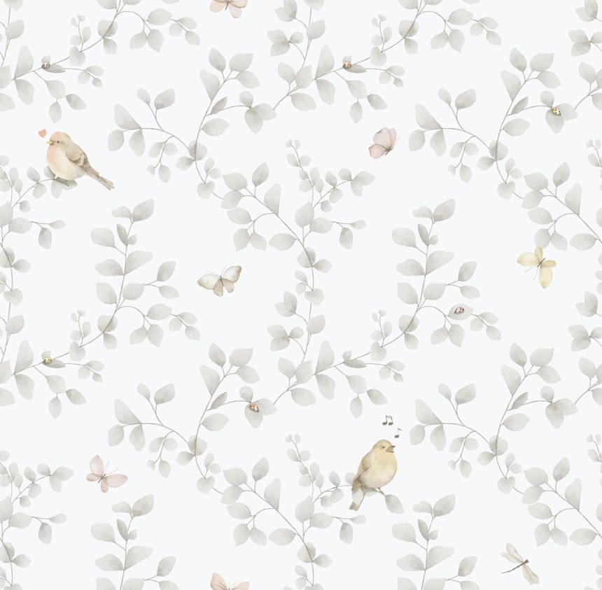 Kinder Vliestapete, grau, Vögel, 284-2, Enzo,  ICH Wallcoverings