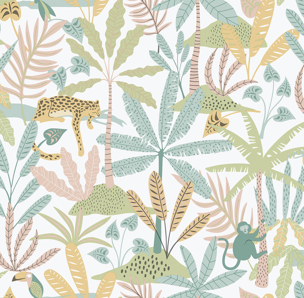 Kinder Vliestapete, grün, Dschungel, 286-4, Enzo,  ICH Wallcoverings
