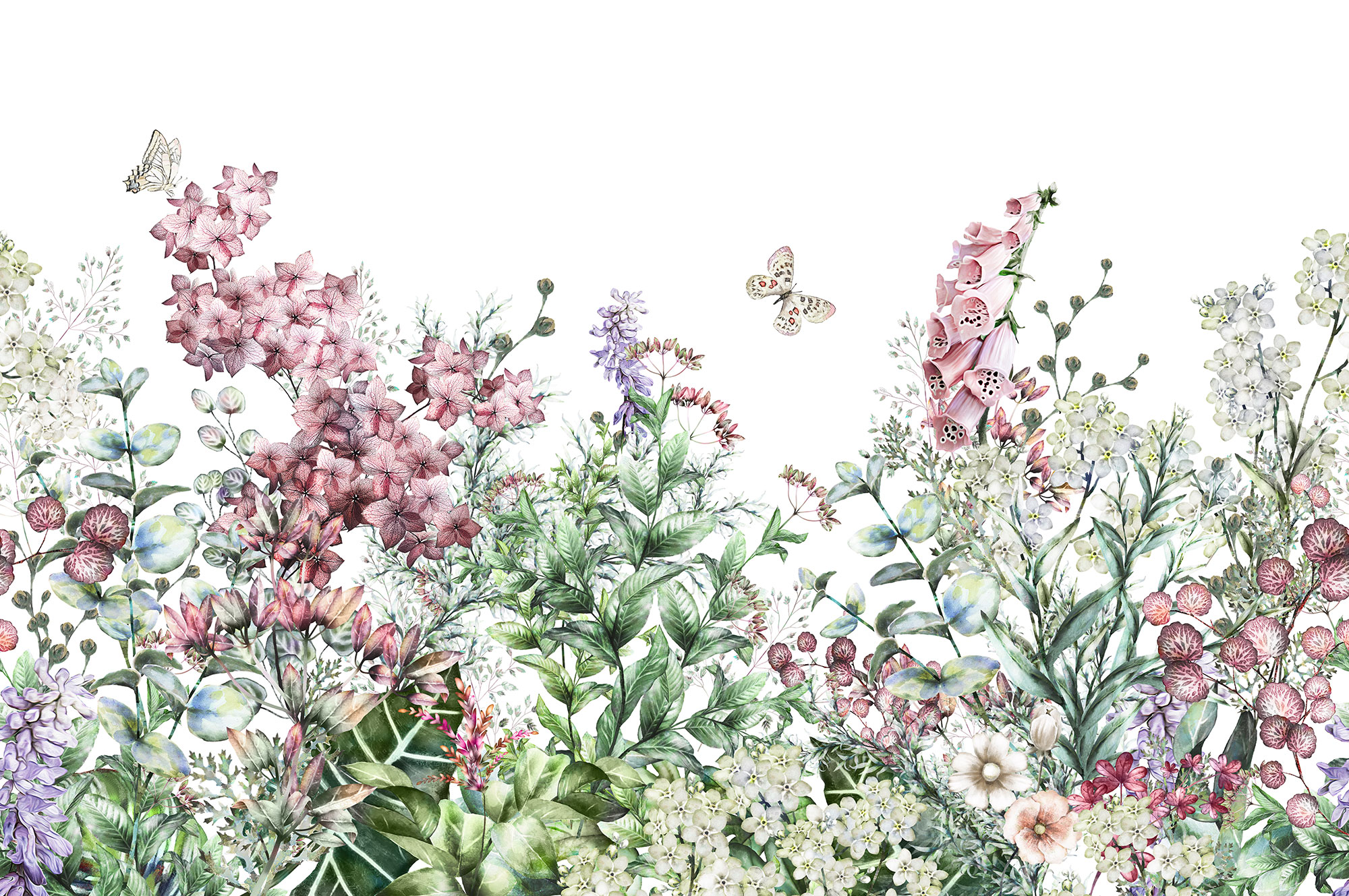Vlies-Fototapete nach Maß, Blumen mit Schmetterlingen, 10096, Vavex