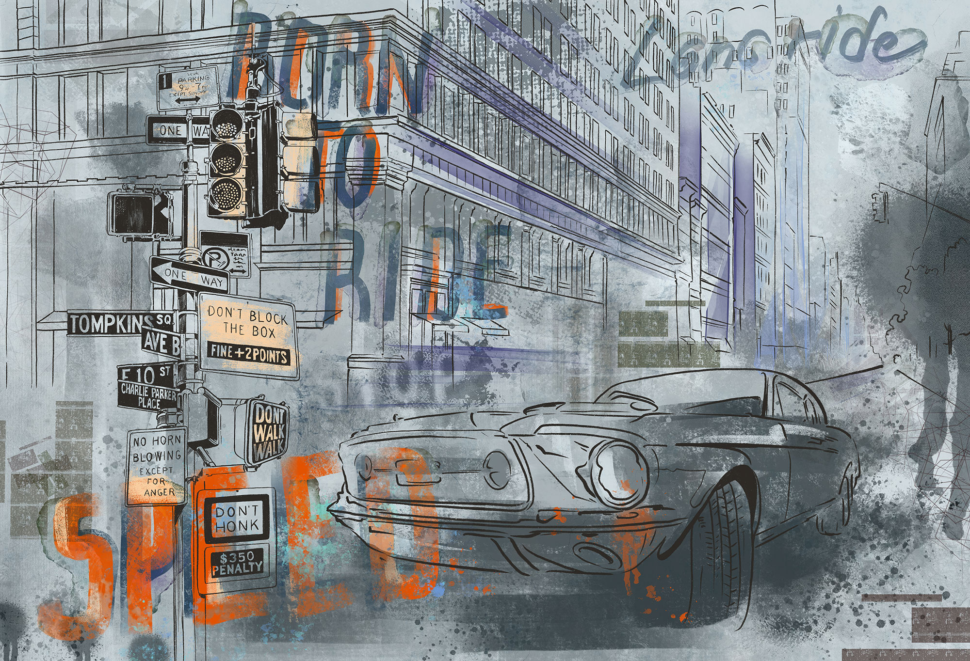 Vlies-Fototapete nach Maß, Auto in der Stadt, 10155, Vavex