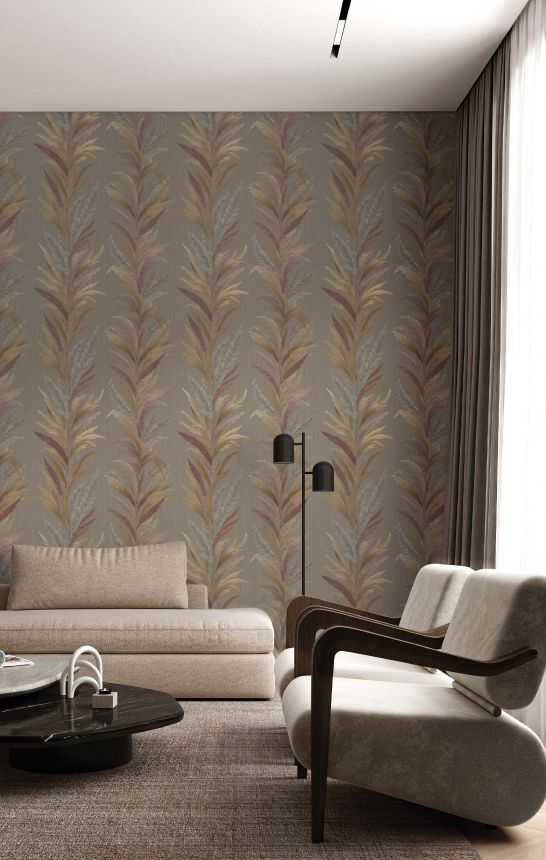 Tapete, grau-braun, Blätter, 35908, Ornamenta, Parato by Cristiana Masi