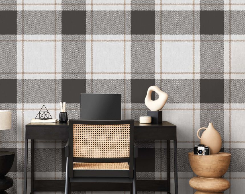 Tapete, grau-schwarz, Stoffoptik, 38409, Top Stripes, Parato by Cristiana Masi