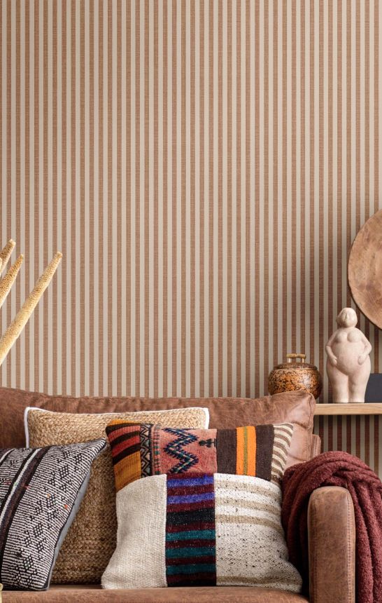 Tapete, braun, Stoffoptik, Streifen, 38488, Top Stripes, Parato by Cristiana Masi