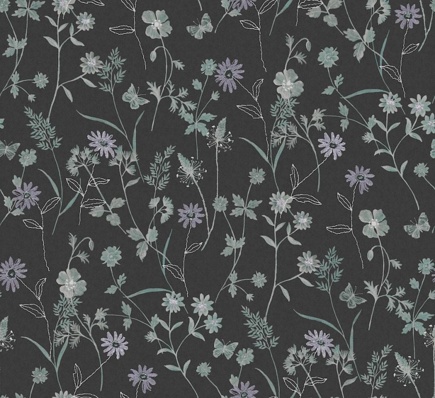 Tapete, schwarz, Blumen, ZON101, Amazone, Masureel