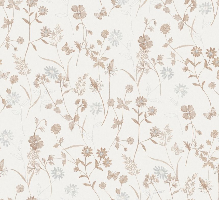 Tapete, braun-gold, Blumen, ZON102, Amazone, Masureel