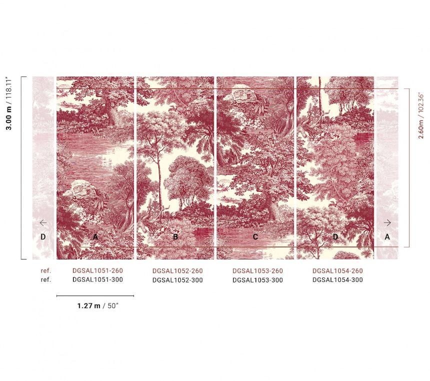 Fototapete, rot, Wald, Bäume, DGSAL1053-300, Amazone, Masureel