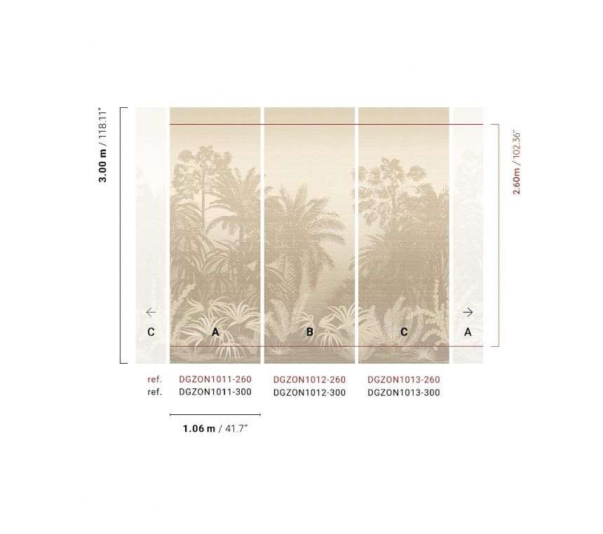 Fototapete, beige-grau, Palmen, DGZON1012-260, Amazone, Masureel
