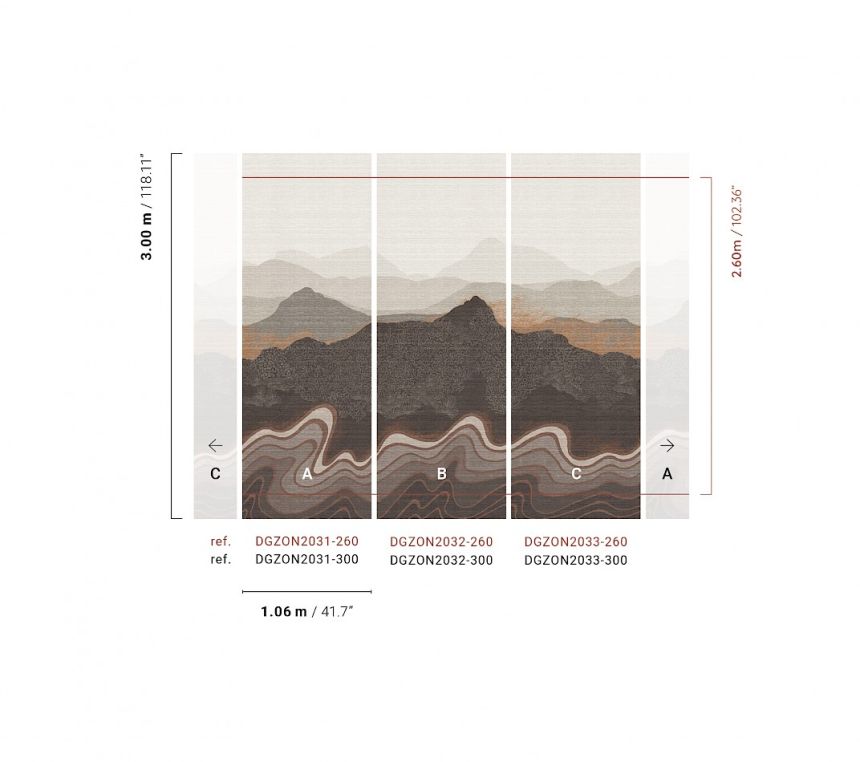 Bildtapete, grau-braun, Berglandschaft, DGZON2033-260, Amazone, Masureel