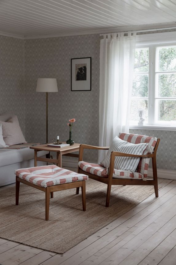 Tapete, grau, Schlossmuster, Ornamente, 4166, Alla Tiders Hus, Borastapeter