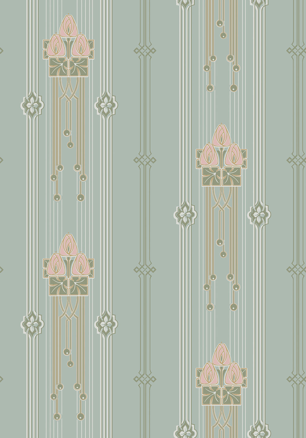Tapete, türkis, Jugendstil-Muster, 4170, Alla Tiders Hus, Borastapeter