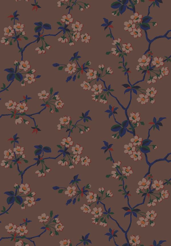 Tapete, braun, Zweige, Blumen, 4174, Alla Tiders Hus, Borastapeter