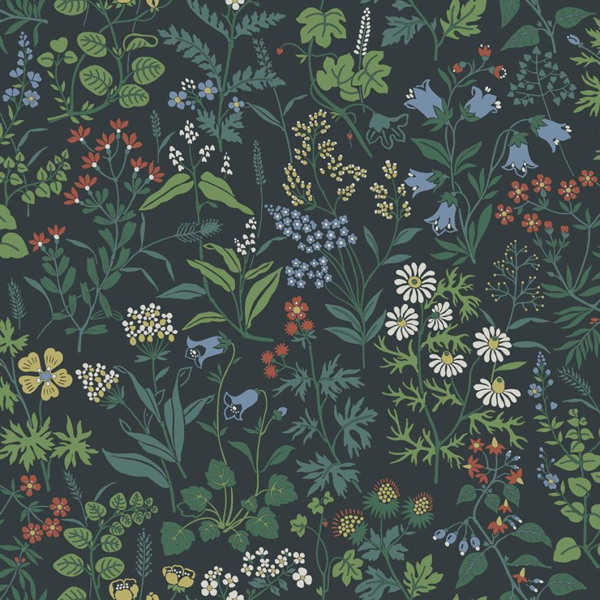 Blaue Tapete, Wiesenblumen, 4181, Alla Tiders Hus, Icons, Borastapeter