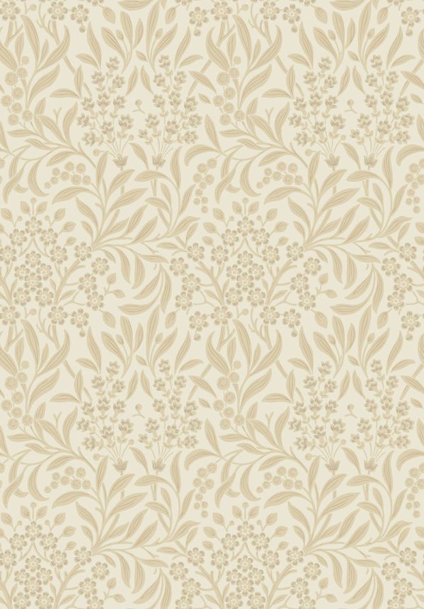 Tapete, creme, Blumen, Blätter, 4185, Alla Tiders Hus, Borastapeter