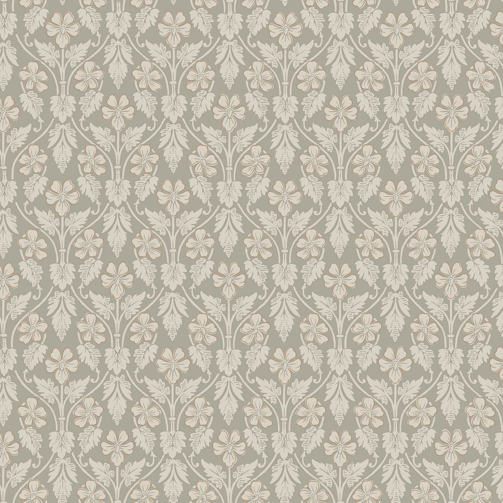 Grau-grüne Tapete, Blumen, 4586, Icons, Borastapeter