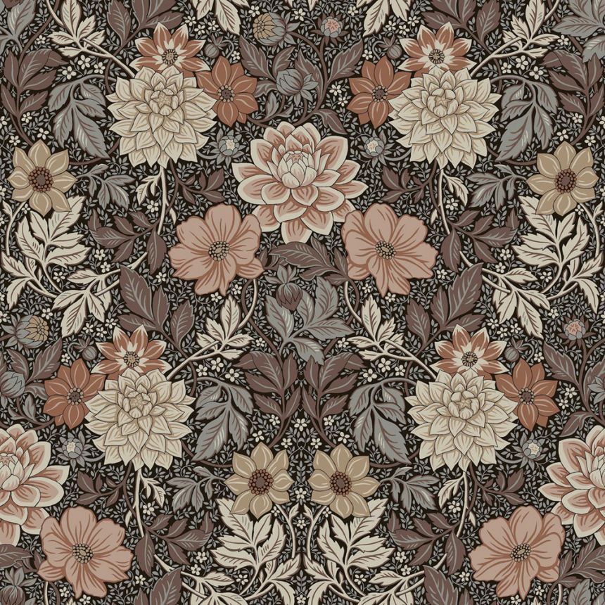 Braun-graue Tapete, Blumen, 7689, Icons, Borastapeter