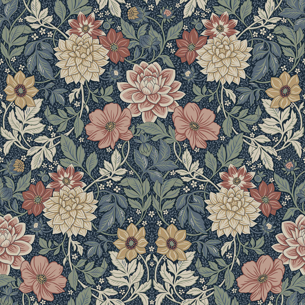 Blaue Tapete, Blumen, 7690, Icons, Borastapeter